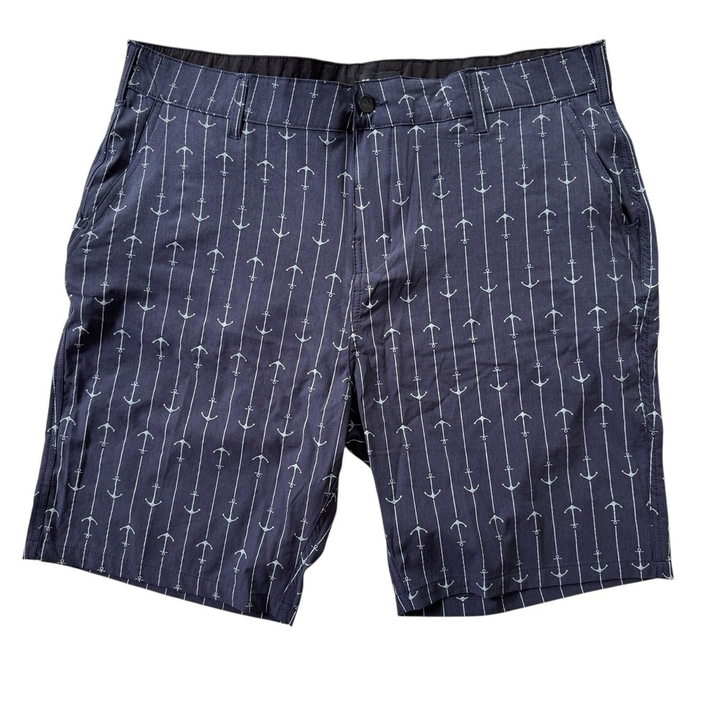 Trunks 40x9.5 Blue Anchors Poly Stretch Men's Performance‎ Chino Shorts